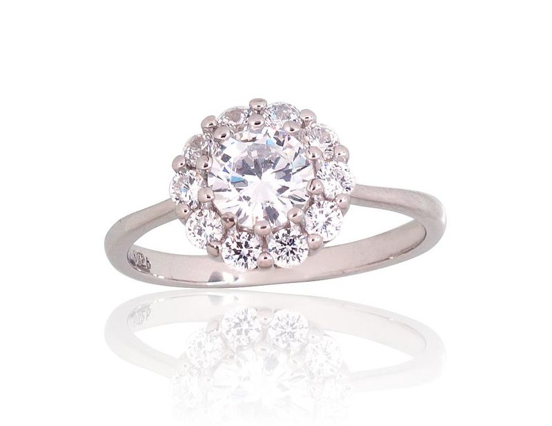 For Engagement Silver Ring A2101821PRhGrCZ