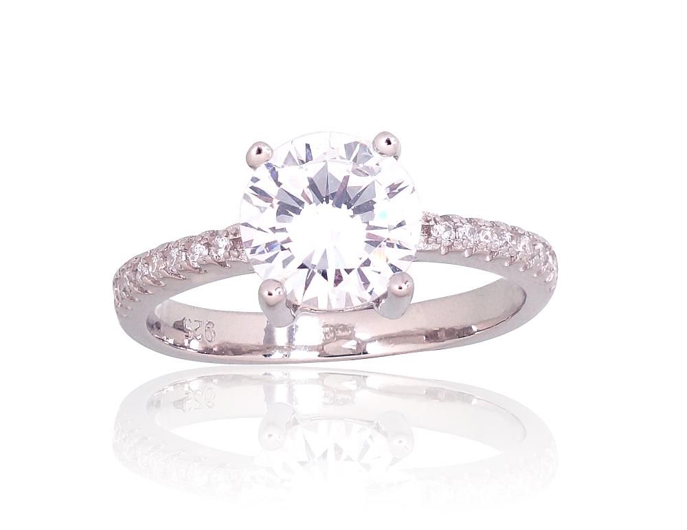 For Engagement Silver Ring A2101809PRhGrCZ