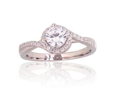 Engagement Silver Ring A2101818PRhGrCZ Engagement Silver Ring A2101818PRhGrCZ