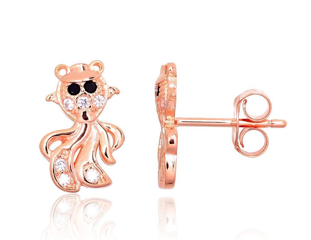 Kitten with black eyes silver earrings A2203732