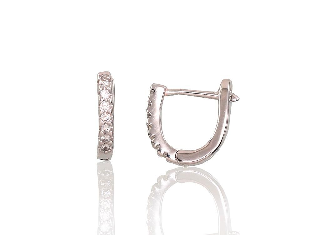 Silver Earrings with English Clasp A2202949PRhGrCZ