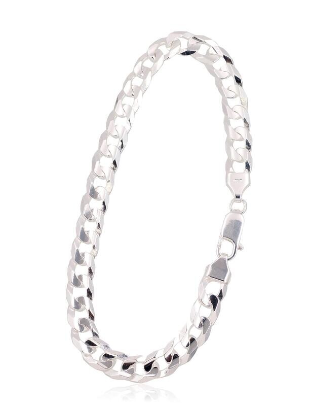 Men's Silver Bracelet Weave: Curb, Thickness: 6.9 mm Men's Silver Bracelet Weave: Curb, Thickness: 6.9 mm