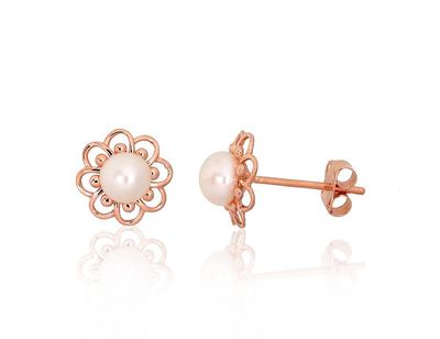 Gold Earrings Flower with Pearl A1201570APE