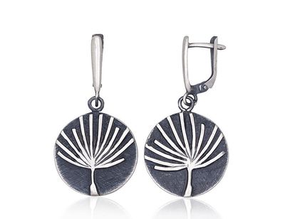 Silver earrings with Lever backs A2203778MattPOxMattBk