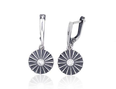 Lever backs silver earrings A2203772POxBkCZ