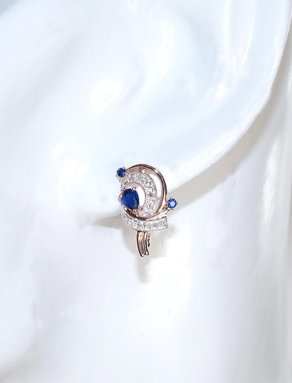 With Sapphire and Diamonds Earrings with English Clasp A1200503AuRPRhWDISA