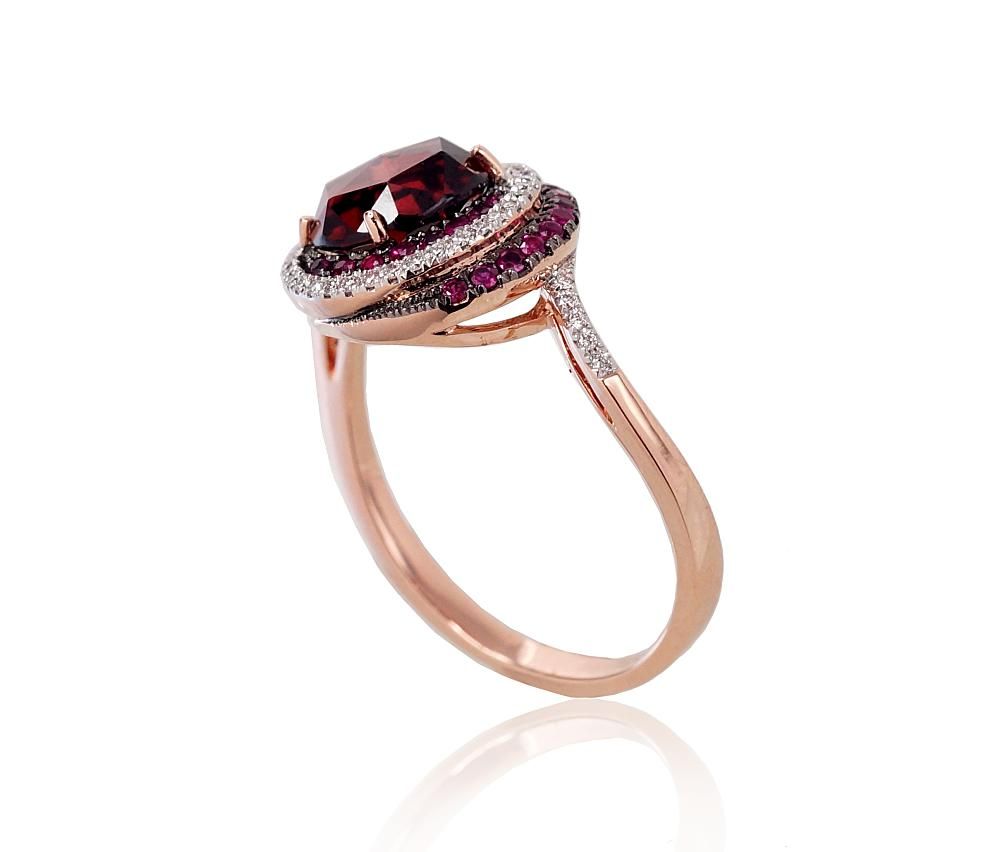 With Gemstone Gold Ring A1100120AuRPRhWPRhBkDIRBGR