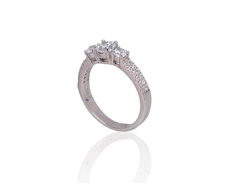 For Engagement Silver Ring A2101798PRhGrCZ