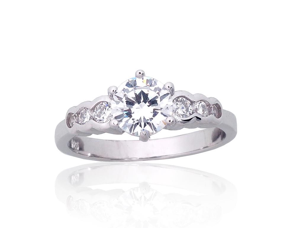 For Engagement Silver Ring A2101853PRhGrCZ