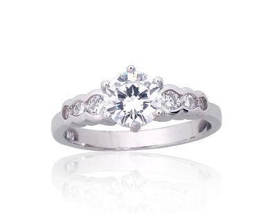 For Engagement Silver Ring A2101853PRhGrCZ