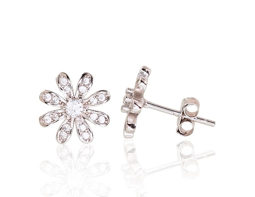 Silver Earrings A2203128PRhGrCZ