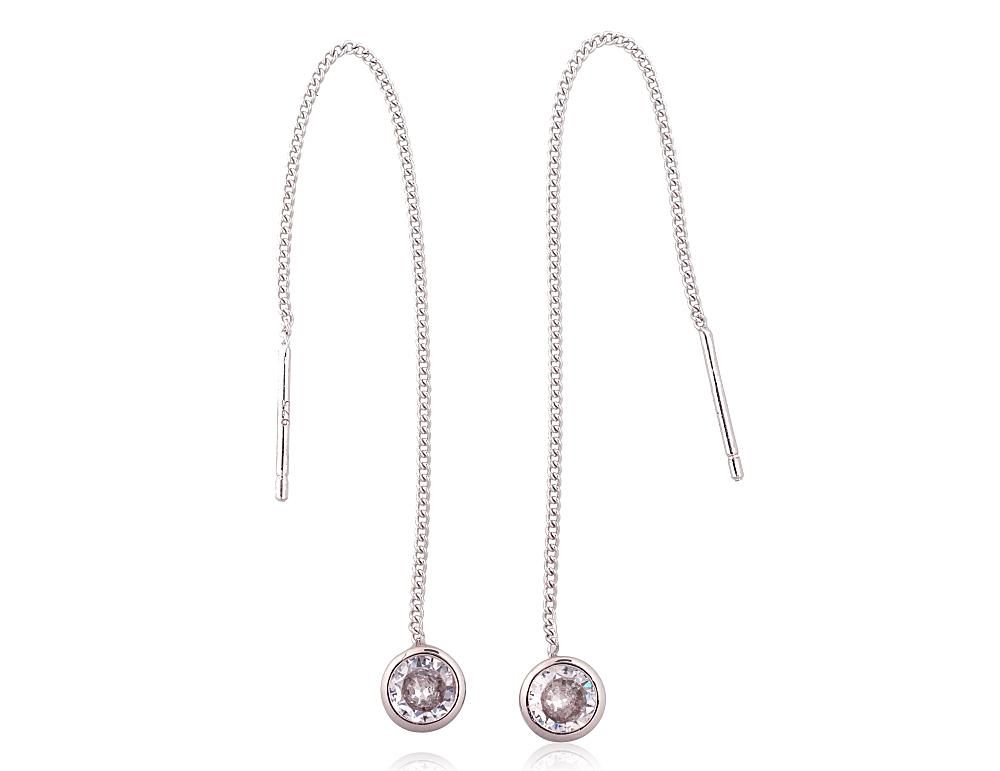 Silver Earrings A2203745PRhGrCZ