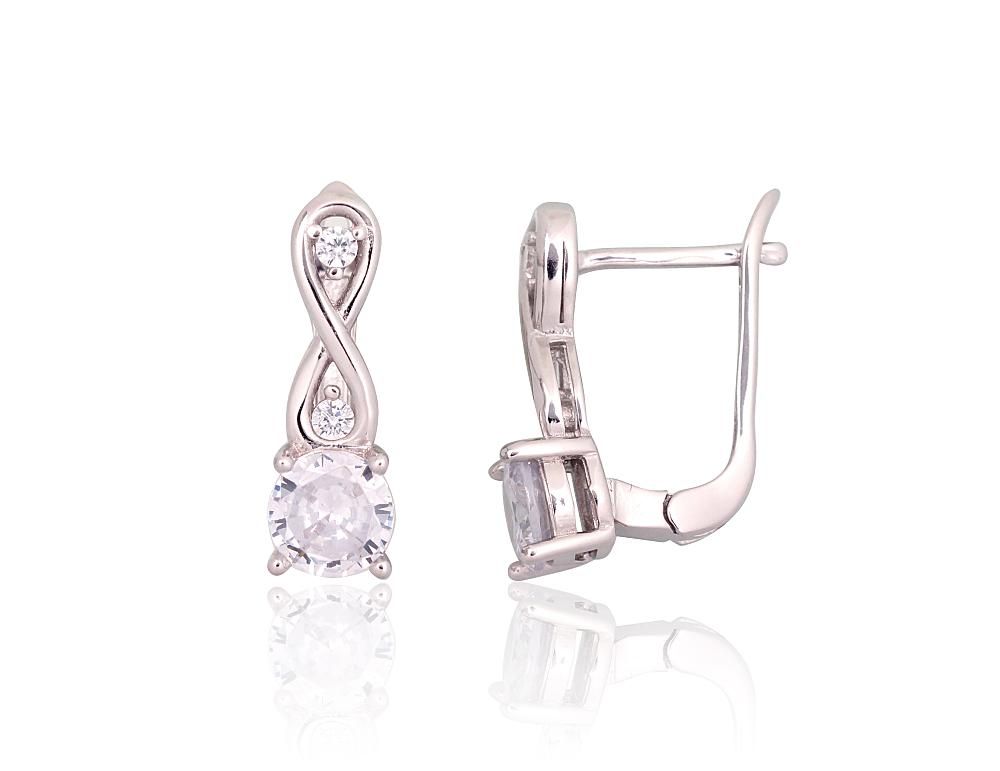 Silver Earrings A2203745PRhGrCZ