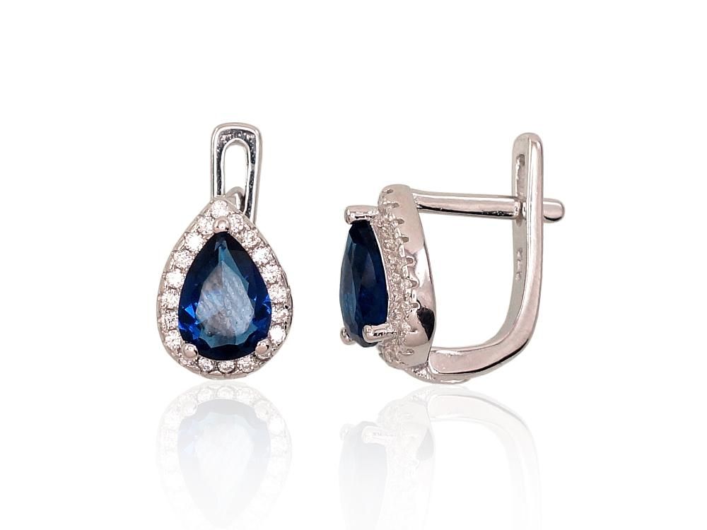 Silver Earrings with English Clasp A2202955PRhGrCZCZB