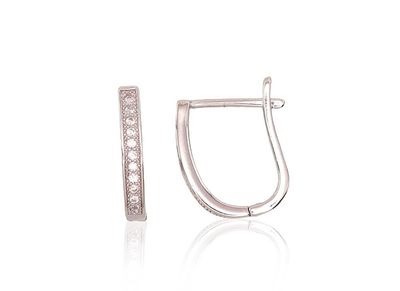 Silver Earrings with English Clasp A2202951PRhGrCZ