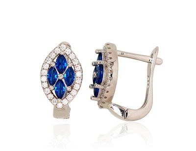 Silver Earrings with English Clasp A2203117PRhGrCZCZB