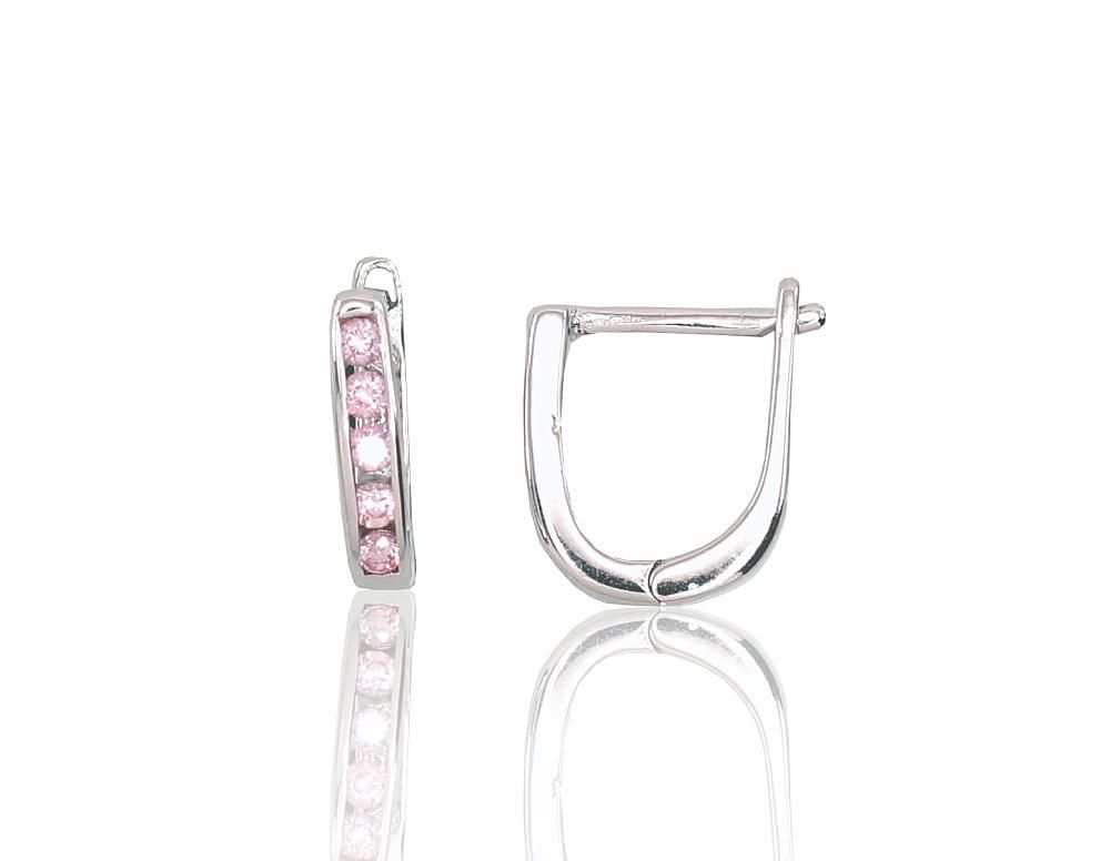 Silver Earrings with English Clasp A2202950PRhGrCZPI