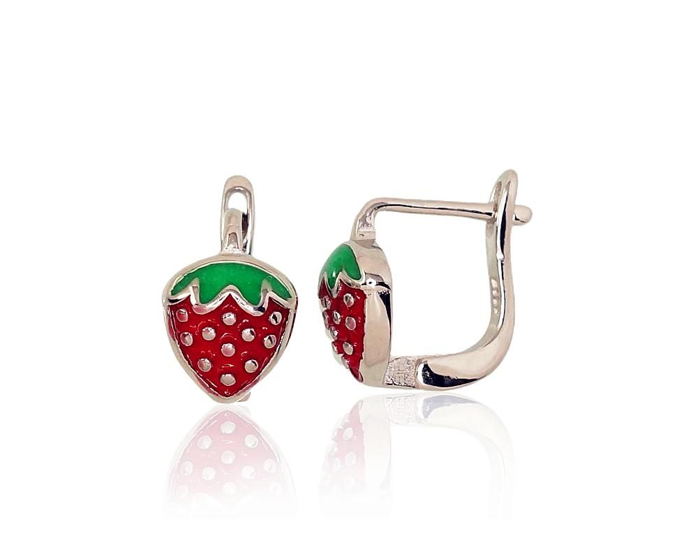 Silver Earrings with English Clasp A2203132PRhGrMLRMLG