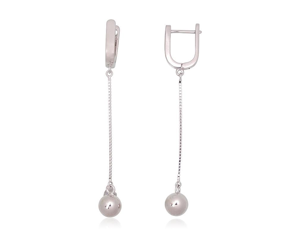 Silver Earrings with English Clasp A2203750PRhGr