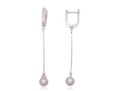 Silver Earrings with English Clasp A2203750PRhGr