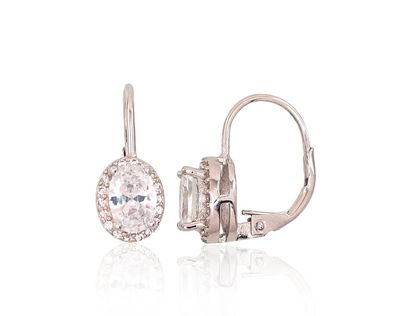 Silberne Ohrringe mit englischem Verschluss A2202957PRhGrCZ