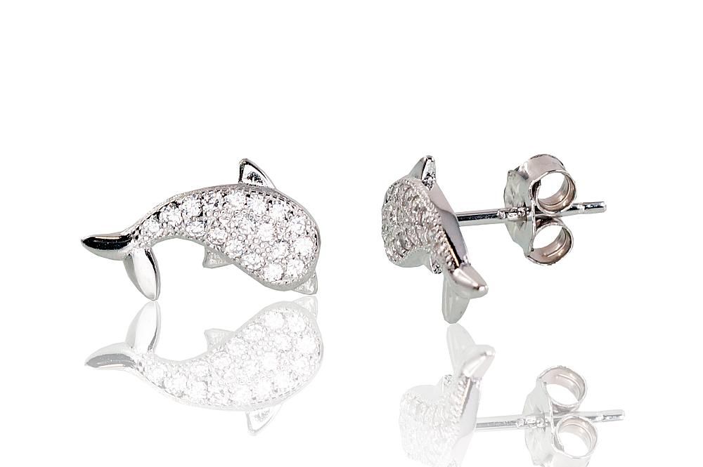 Silver Earrings A2202988PRhGrCZ