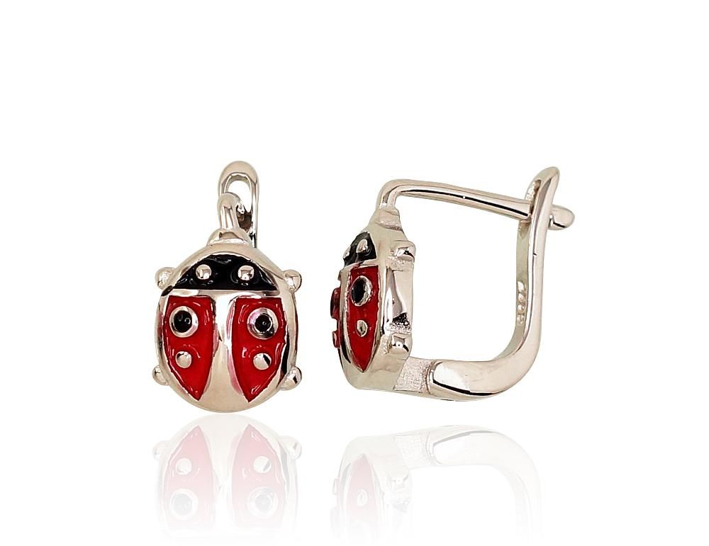 Silver Earrings English Clasp A2203131PRhGrMLRMLBK