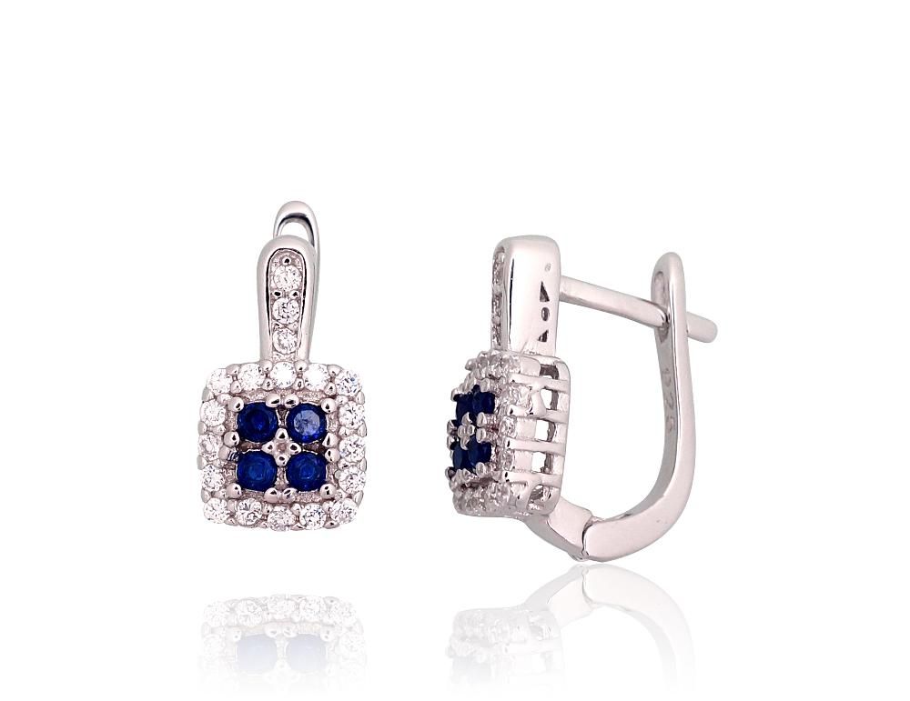 Silver Earrings with English Clasp A2203762PRhGrCZCZB