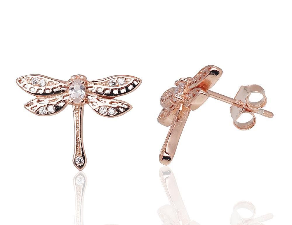 Dragonfly Gold Plated Silver Earrings A2203674PAuRCZ