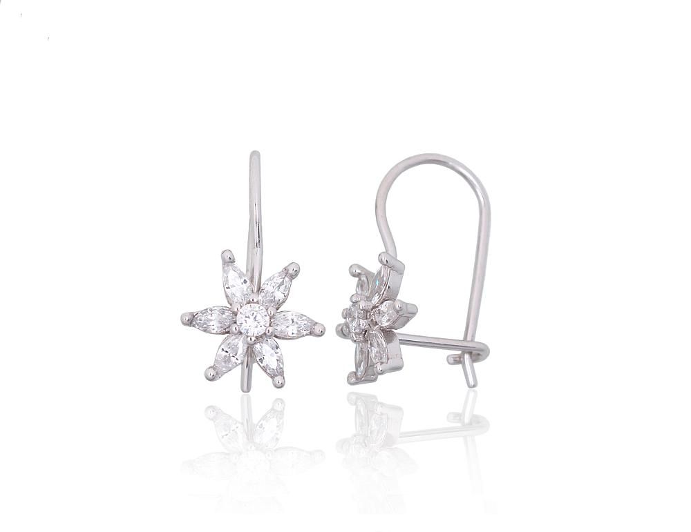 Silver Earrings A2203829PRhGrCZ