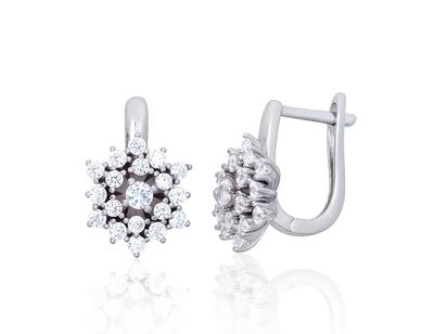 Silver Earrings with English Clasp A2203849PRhGrCZ