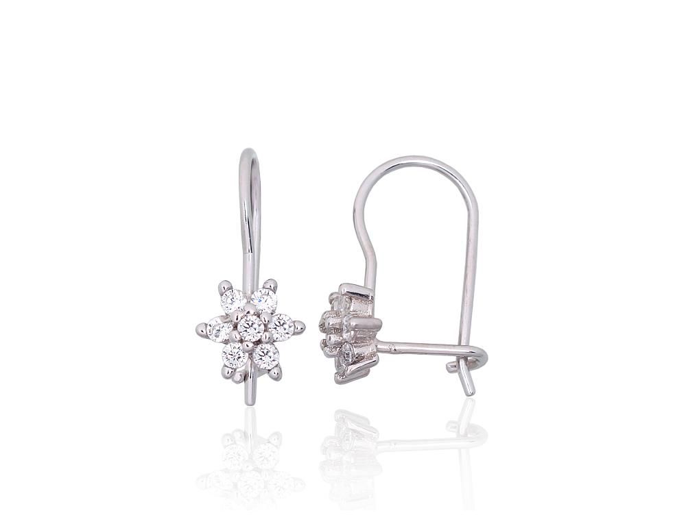 Silver Earrings A2203828PRhGrCZ