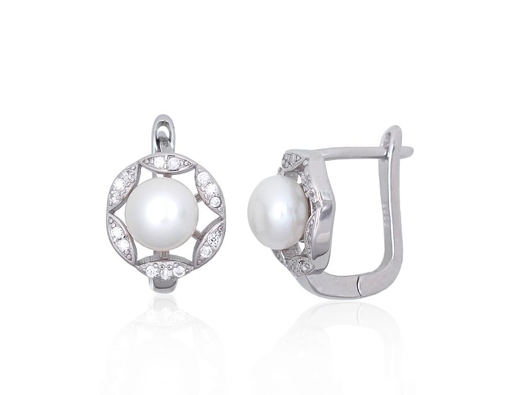 Silver Earrings with English Clasp A2203842PRhGrCZPE
