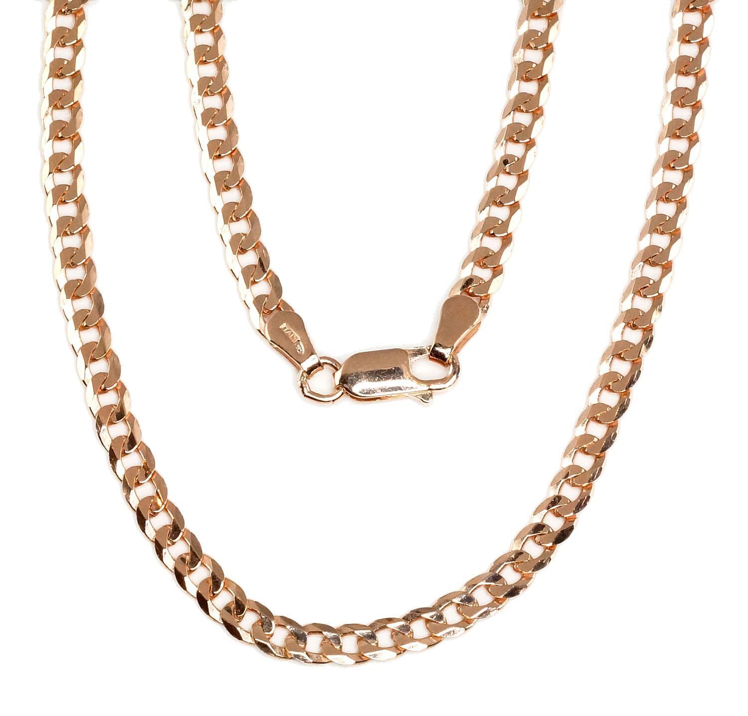 Gold Plated Men's Silver Chain Curb, Thickness: 3.9mm A2400070PAuR