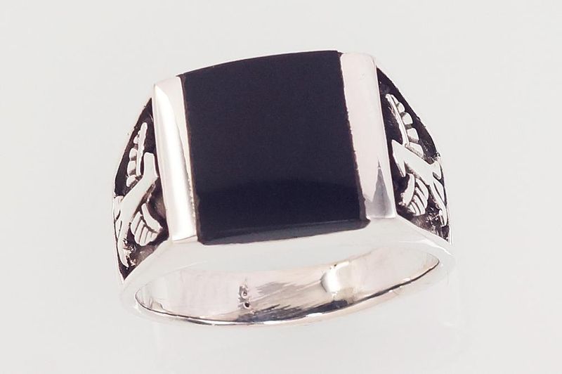 Men's Silver Ring A2101587POxBkON Men's Silver Ring A2101587POxBkON