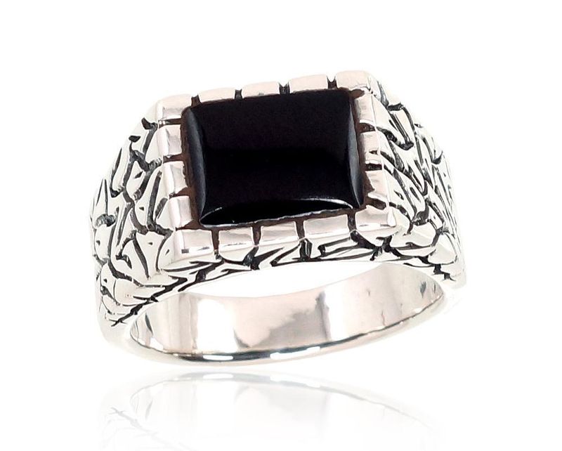 Men's Silver Ring A2101366POxBkON Men's Silver Ring A2101366POxBkON