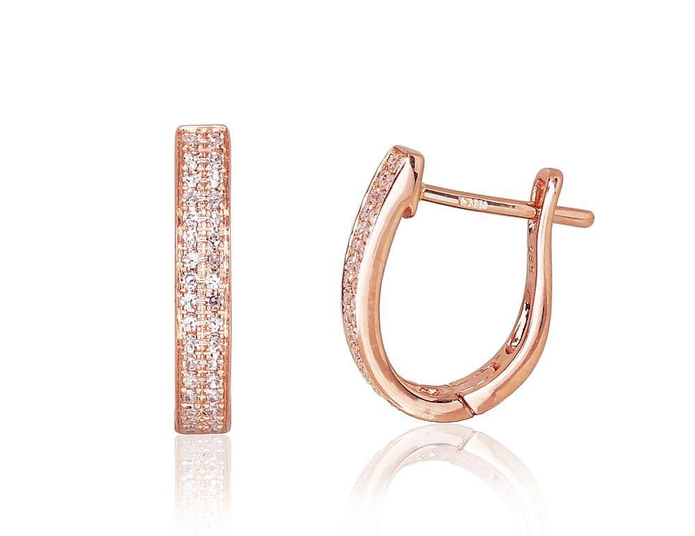 Diamond Decorated Gold Earrings English Clasp A1200272AD