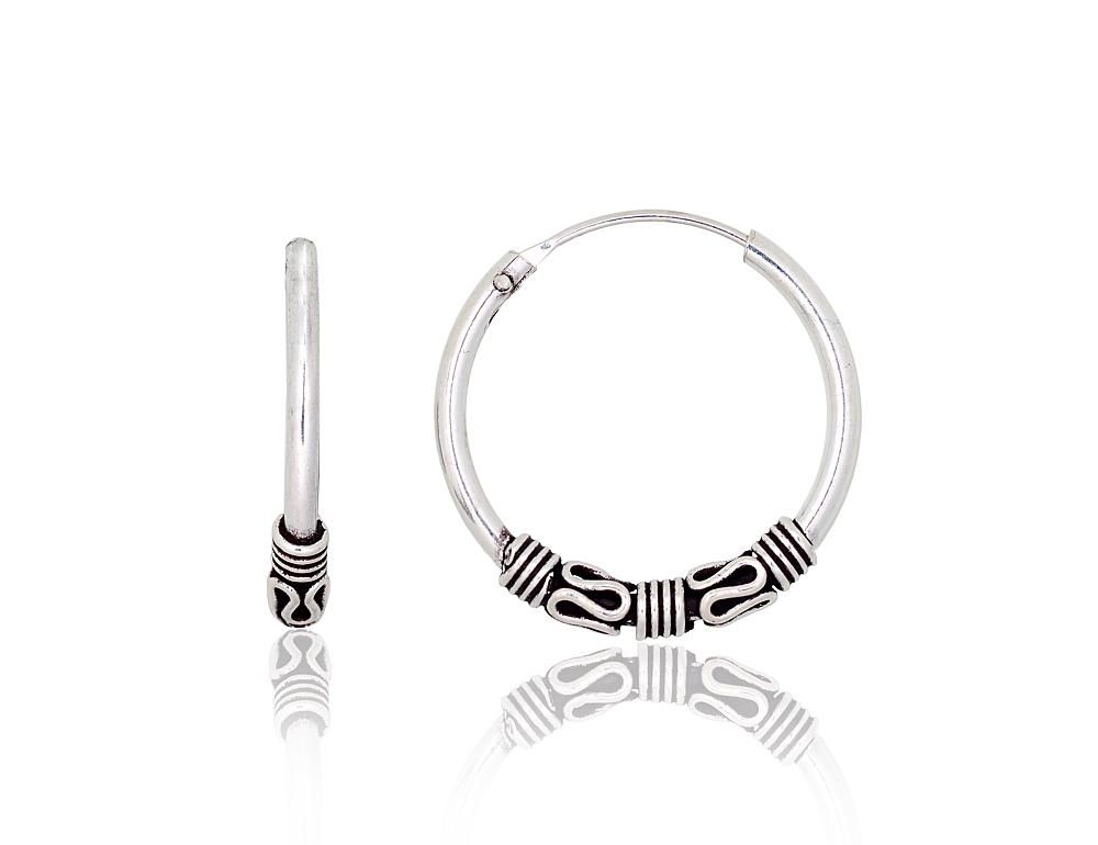 Silver Earrings Rinkutės - Round Earrings A2204003POxBk