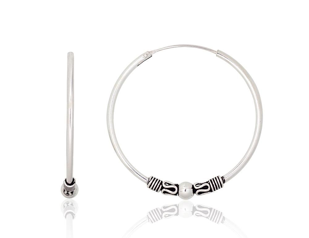 Silver Earrings Rinkutės - Round Earrings A2203995POxBk