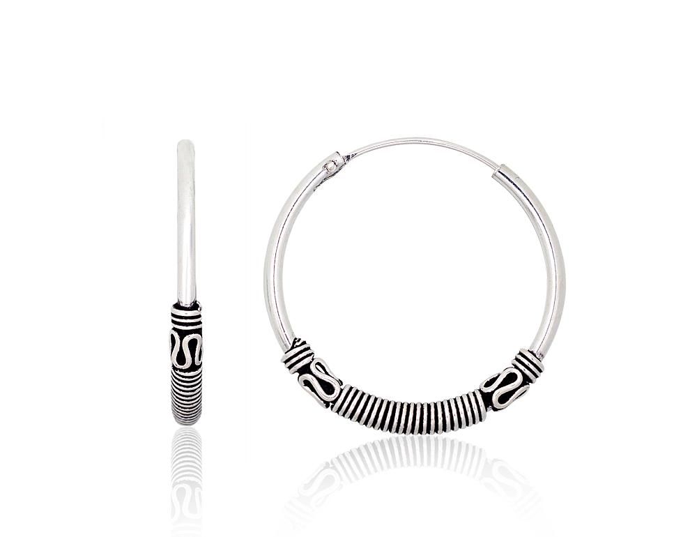 Silver Earrings Rinkutės - Round Earrings A2204001POxBk