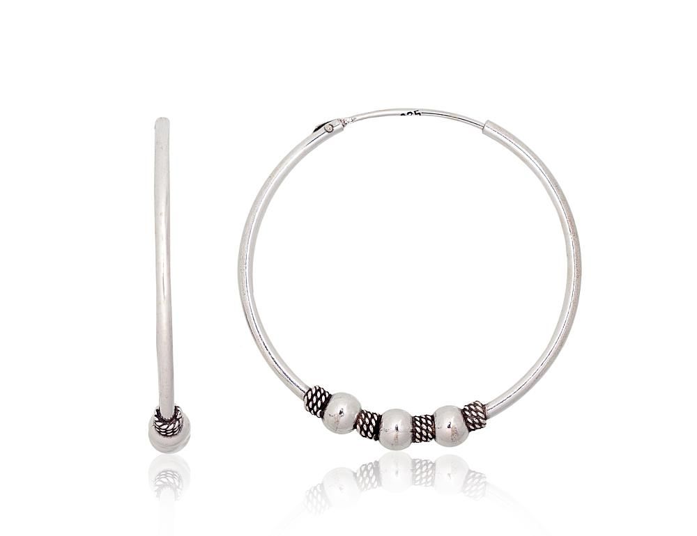 Silver Earrings Rinkutės - Round Earrings A2203998POxBk