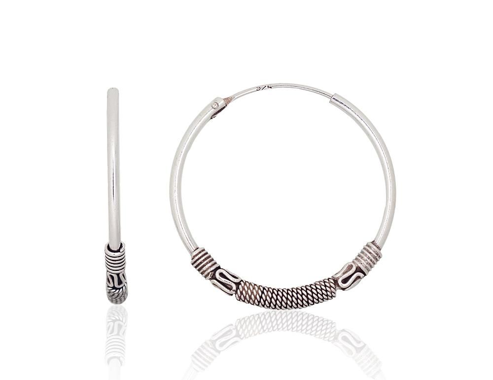 Silver Earrings Rinkutes - Round Earrings A2204002POxBk