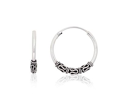Silver Earrings Rinkutės - Round Earrings A2204007POxBk