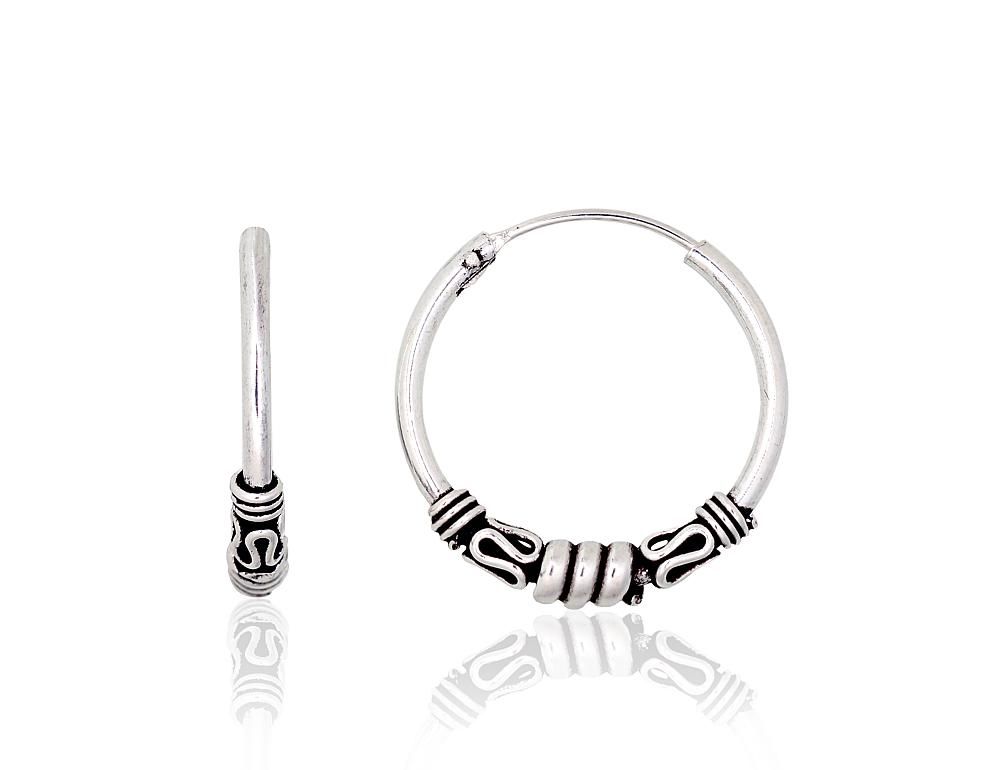 Silver Earrings Rinkutės - Round Earrings A2204012POxBk