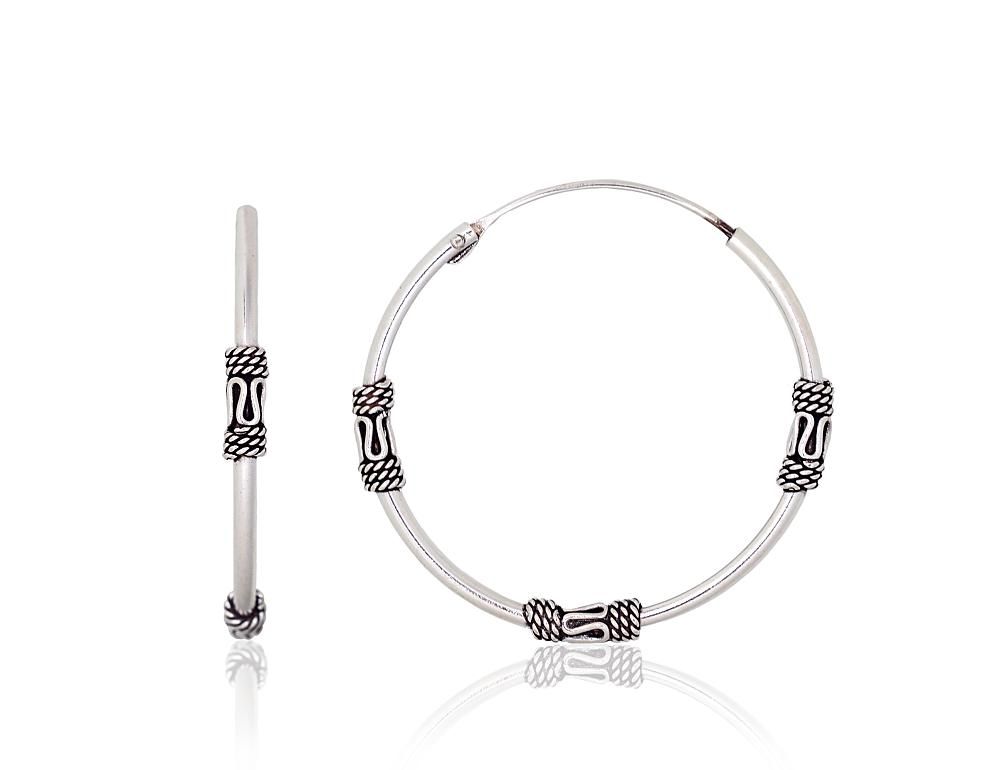 Silver Earrings Rinkutės - Round Earrings A2204009POxBk