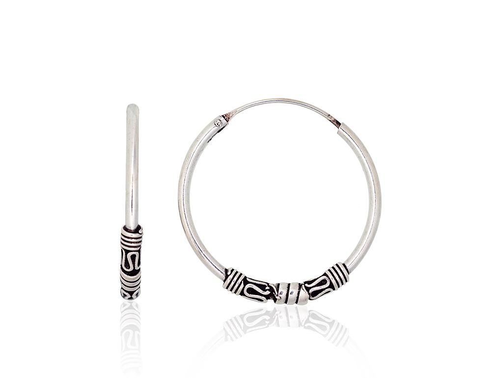 Silver Earrings Rinkutės - Round Earrings A2204013POxBk