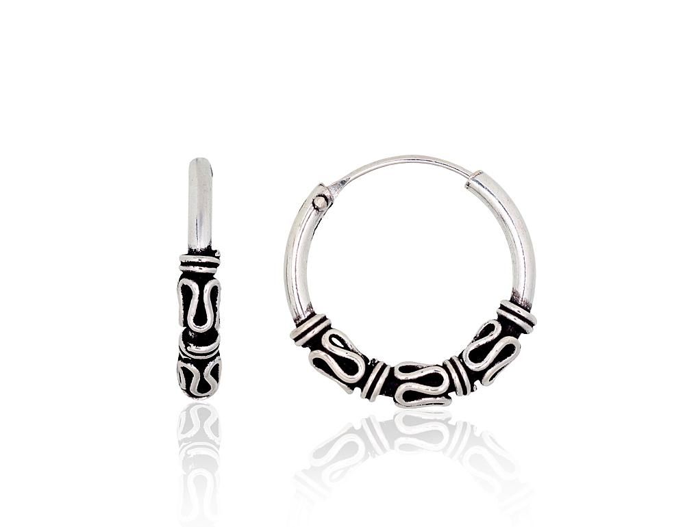 Silver Earrings Rinkutės - Round Earrings A2204005POxBk