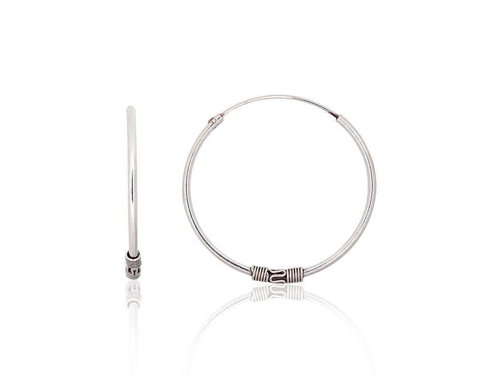 Silver Earrings Rinkutės - Round Earrings A2204008POxBk