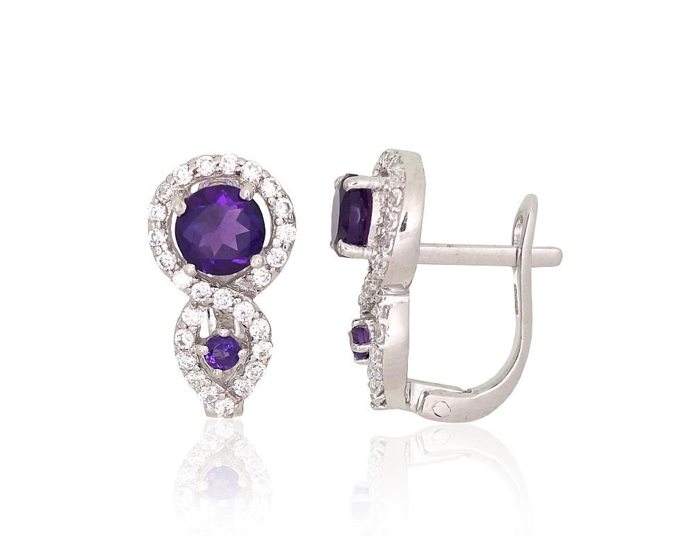 Stylish Silver Earrings A2204066PRhGrCZAM