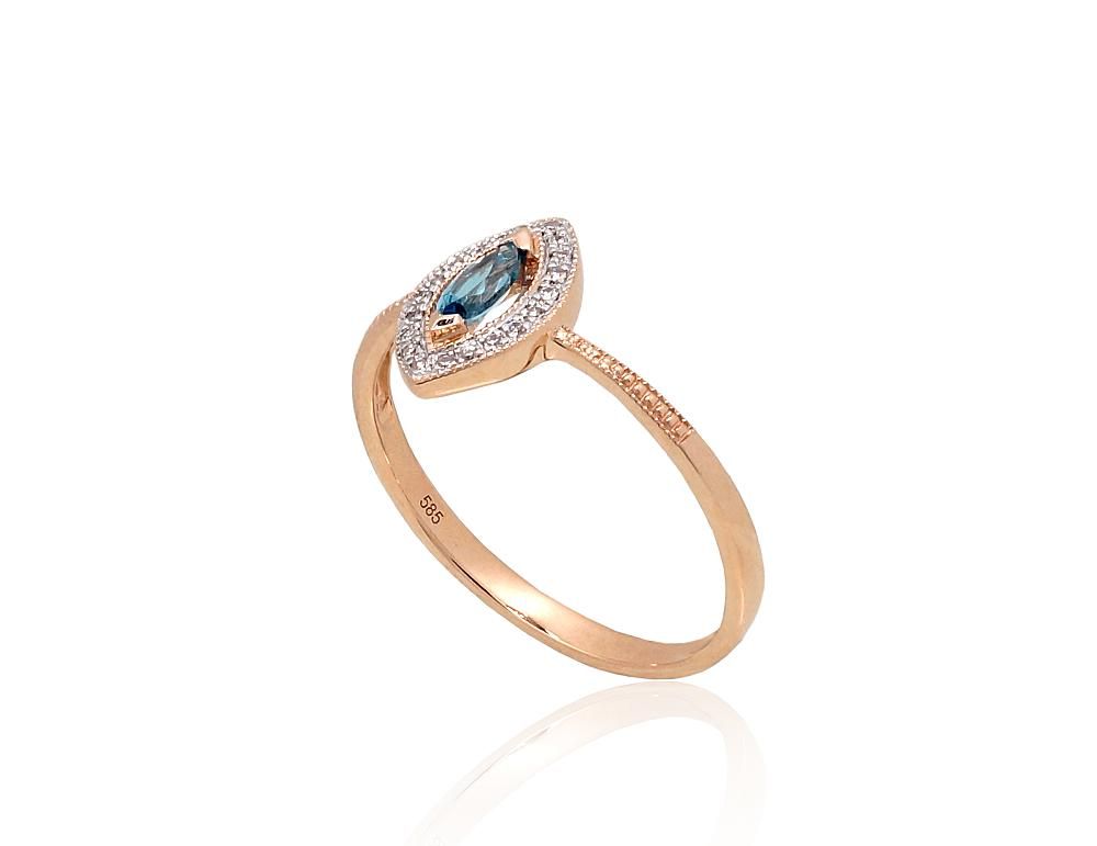 With Gemstone Gold Ring A1101172AuRPRhWDITZLB